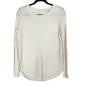 Madewell XSmall XS Cream Backroad Button Back Sweater Cotton Blend Knit Oatmeal